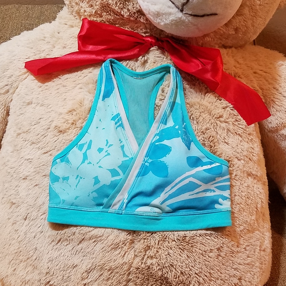 Lululemon turquois bra mesh racer back cross front